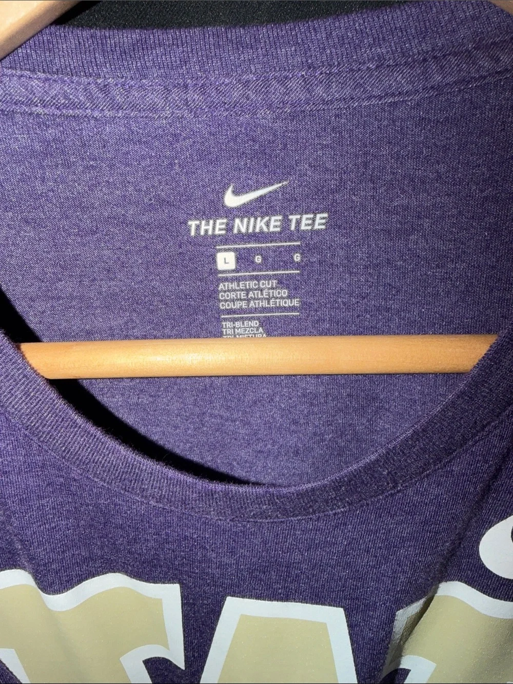 Nike Purple Short Sleeve Shirt with Cream 'W' Graphic